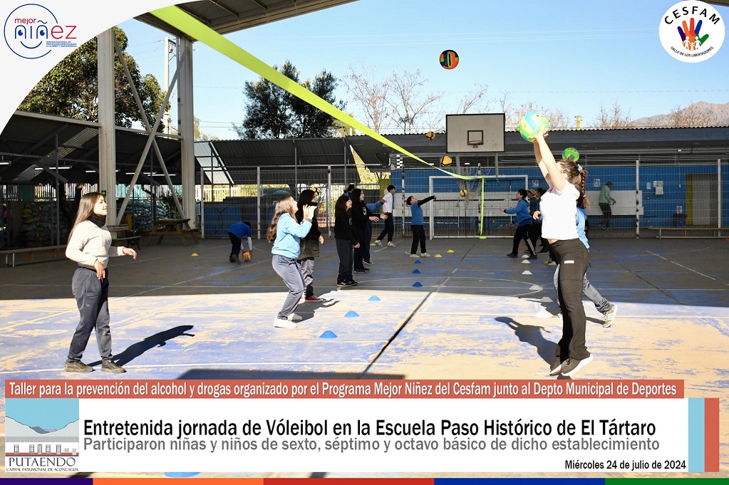 Programa Mejor Niñez del Cesfam junto al Departamento Municipal de Deportes realizaron entretenida jornada de vóleibol en la Escuela Paso Histórico